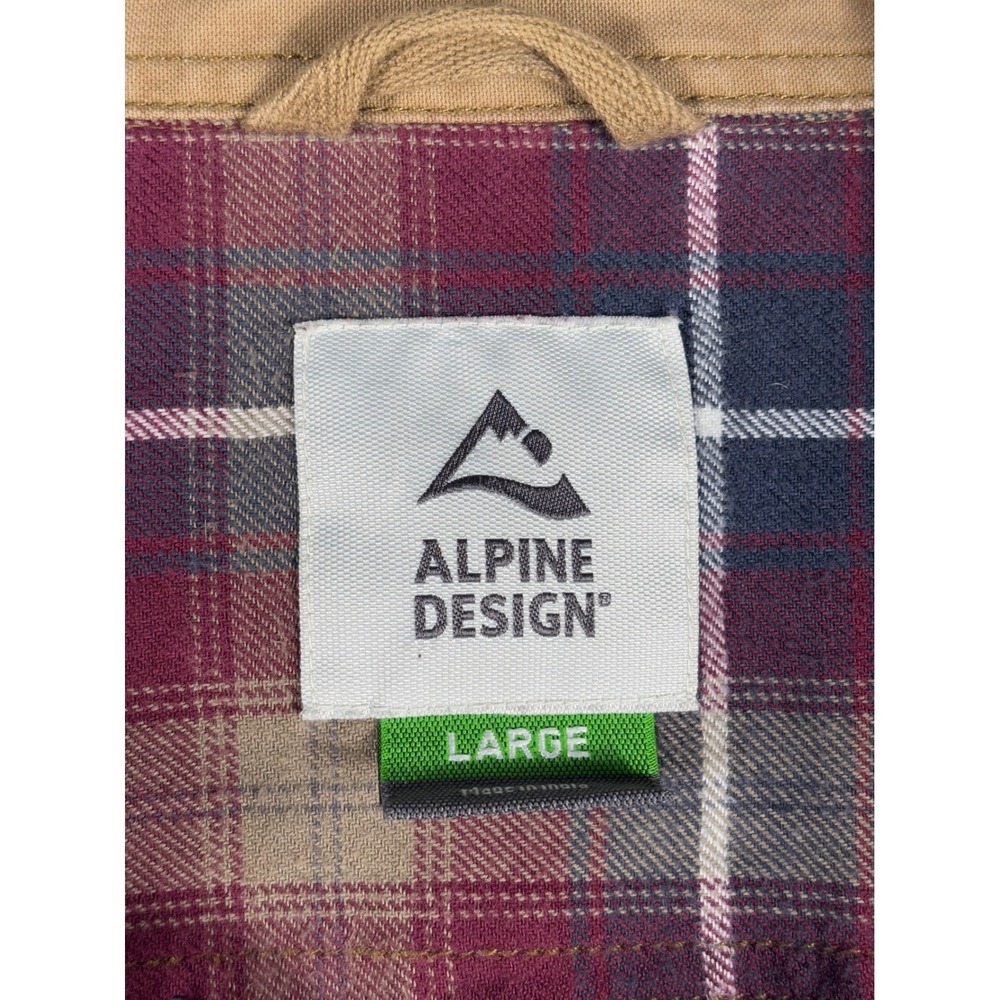 Alpine Design Mens Tan Canvas Flannel Lined Snap Front Shirt Jacket Large - Picture 7 of 12